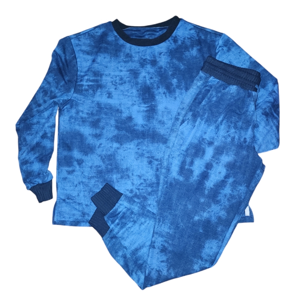 Born Extra Soft Stretch Navy & Royal Blue Tie-Dye Jogger Style Lounge Set Size M